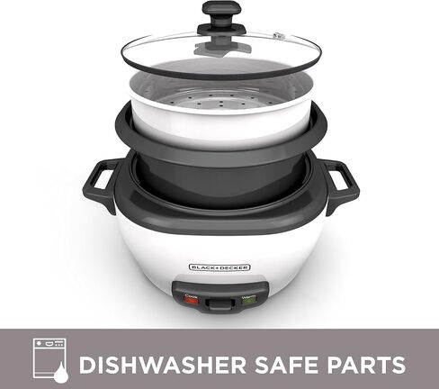BLACK+DECKER 3-Cup Rice Cooker, RC503, 1.5-cup Uncooked Rice, Steaming Basket, Removable Non-Stick Bowl, One Touch in Saudi Arabia