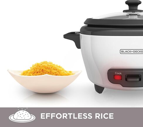 BLACK+DECKER 3-Cup Rice Cooker, RC503, 1.5-cup Uncooked Rice, Steaming Basket, Removable Non-Stick Bowl, One Touch in Saudi Arabia