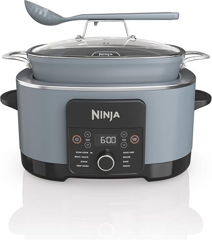 Ninja MC1001 Foodi PossibleCooker PRO 8.5 Quart Multi-Cooker, with 8-in-1 Slow Cooker, Dutch Oven, Steamer & More, Glass Lid & Integrated Spoon, Nonstick, Oven Safe Pot to 500°F, Sea Salt Gray in Saudi Arabia