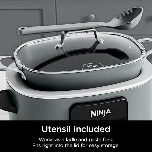 Ninja MC1001 Foodi PossibleCooker PRO 8.5 Quart Multi-Cooker, with 8-in-1 Slow Cooker, Dutch Oven, Steamer & More, Glass Lid & Integrated Spoon, Nonstick, Oven Safe Pot to 500°F, Sea Salt Gray in Saudi Arabia
