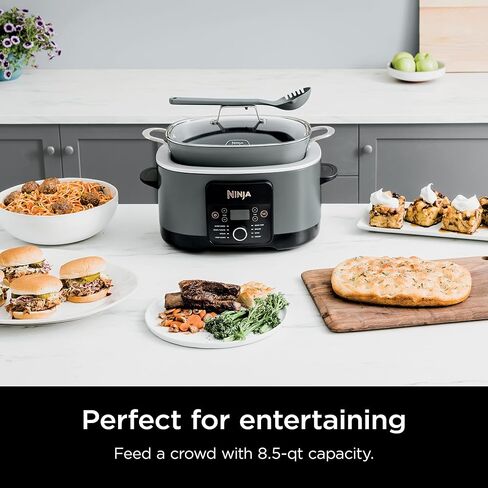 Ninja MC1001 Foodi PossibleCooker PRO 8.5 Quart Multi-Cooker, with 8-in-1 Slow Cooker, Dutch Oven, Steamer & More, Glass Lid & Integrated Spoon, Nonstick, Oven Safe Pot to 500°F, Sea Salt Gray in Saudi Arabia