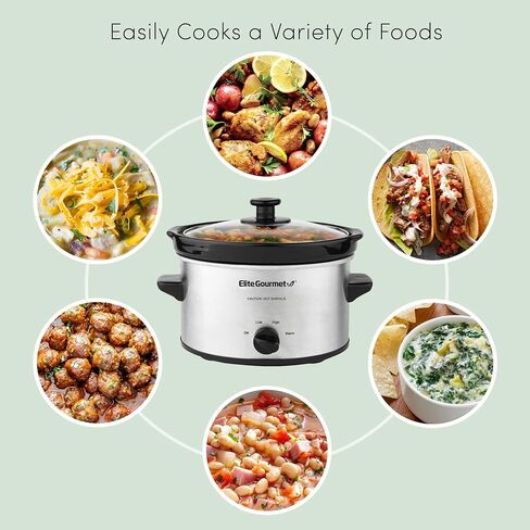 طباخ كهربائي بيضاوي بطيء من Elite Gourmet MST-275XS، درجة حرارة قابلة للتعديل، مقبلات، صلصات، يخنة وغمس، غطاء زجاجي آمن للغسل في غسالة الأطباق (2 كوارت، ستانلس ستيل) in Kuwait