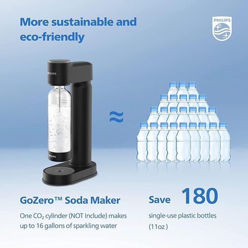 PHILIPS Sparkling Water Maker Soda Maker Soda Streaming Machine for Carbonating with 1L Carbonating Bottle, Seltzer Fizzy Water Maker, Compatible with Any Screw-in 60L CO2 Carbonator(NOT Included) in Saudi Arabia