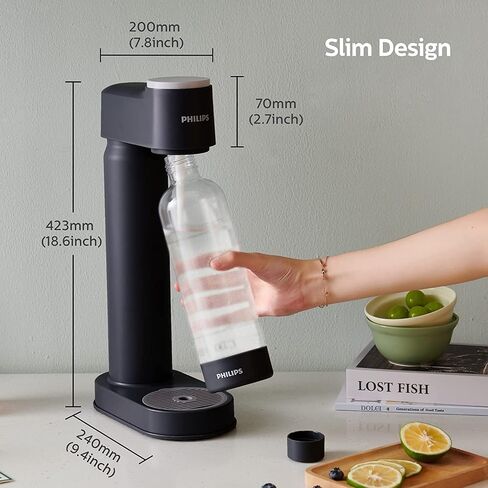 PHILIPS Sparkling Water Maker Soda Maker Soda Streaming Machine for Carbonating with 1L Carbonating Bottle, Seltzer Fizzy Water Maker, Compatible with Any Screw-in 60L CO2 Carbonator(NOT Included) in Saudi Arabia