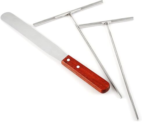 Echaprey T-Shaped Stainless Steel Crepe Batter Spreader, Large Pan Maker | Durable stainless steel T-shape batter spreader ensures smooth, even crepe batter distribution on large pans. in Kuwait