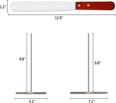 Echaprey T-Shaped Stainless Steel Crepe Batter Spreader, Large Pan Maker | Durable stainless steel T-shape batter spreader ensures smooth, even crepe batter distribution on large pans. in Kuwait