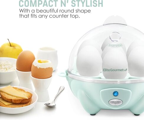 Elite Gourmet EGC007M# Rapid Egg Cooker, 7 Easy-To-Peel, Hard, Medium, 16-Recipe Booklet, Mint & EGC700BL Rapid Egg Cooker, 7 Easy-To-Peel, Hard, Medium, Soft Boiled Eggs, Poacher, Omelet Maker, Ocean in Saudi Arabia