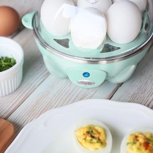 Elite Gourmet EGC007M# Rapid Egg Cooker, 7 Easy-To-Peel, Hard, Medium, 16-Recipe Booklet, Mint & EGC700BL Rapid Egg Cooker, 7 Easy-To-Peel, Hard, Medium, Soft Boiled Eggs, Poacher, Omelet Maker, Ocean in Saudi Arabia