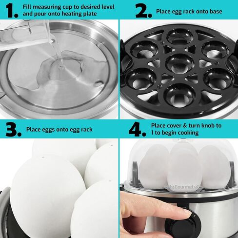 Elite Gourmet EGC007M# Rapid Egg Cooker, 7 Easy-To-Peel, Hard, Medium, 16-Recipe Booklet, Mint & EGC700BL Rapid Egg Cooker, 7 Easy-To-Peel, Hard, Medium, Soft Boiled Eggs, Poacher, Omelet Maker, Ocean in Saudi Arabia