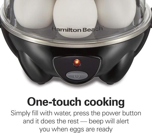 هاميلتون بيتش 3 في 1 طباخ البيض الكهربائي للبيض المسلوق الصلب، الصياد، صانع الأومليت وجهاز بخار الخضار، يحمل 14، أسود (25508) in Kuwait
