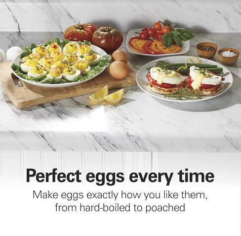هاميلتون بيتش 3 في 1 طباخ البيض الكهربائي للبيض المسلوق الصلب، الصياد، صانع الأومليت وجهاز بخار الخضار، يحمل 14، أسود (25508) in Kuwait