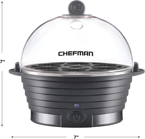 Chefman Egg-Maker Rapid Poacher, Food & Vegetable Steamer, Quickly Makes Up to 6, Hard, Medium or Soft Boiled, Poaching/Omelet Tray Included, Ready Signal, BPA-Free, BLACK in Saudi Arabia