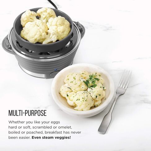 Chefman Egg-Maker Rapid Poacher, Food & Vegetable Steamer, Quickly Makes Up to 6, Hard, Medium or Soft Boiled, Poaching/Omelet Tray Included, Ready Signal, BPA-Free, BLACK in Saudi Arabia