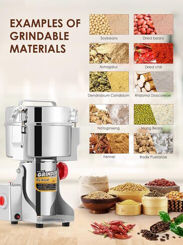 CGOLDENWALL 700g Electric Grain Grinder Mill Safety Upgraded 2400W High-speed Spice Herb Grinder Commercial Superfine Grinding Machine Dry Cereals Pulverizer CE 110V (700g Swing Type) in Kuwait