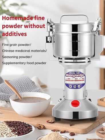 Moongiantgo Grain Mill Grinder Electric 150g Commercial Spice Grinder 850W Stainless Steel Pulverizer Dry Grinding Machine for Wheat Corn Rice Pepper Herbs Coffee Beans (150g Upright, 110V) in Saudi Arabia