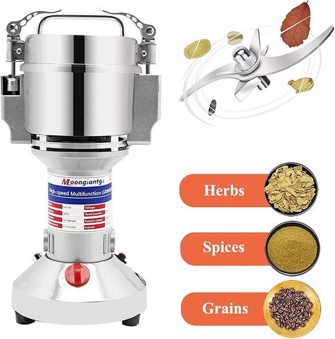 Moongiantgo Grain Mill Grinder Electric 150g Commercial Spice Grinder 850W Stainless Steel Pulverizer Dry Grinding Machine for Wheat Corn Rice Pepper Herbs Coffee Beans (150g Upright, 110V) in Saudi Arabia