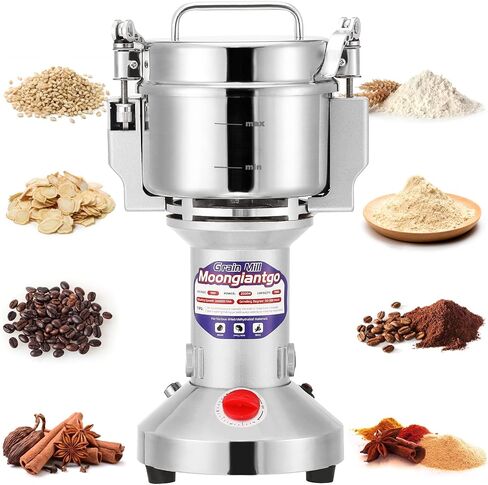 Moongiantgo Grain Mill Grinder Electric 150g Commercial Spice Grinder 850W Stainless Steel Pulverizer Dry Grinding Machine for Wheat Corn Rice Pepper Herbs Coffee Beans (150g Upright, 110V) in Saudi Arabia