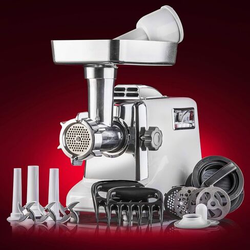 STX Megaforce 3000 Powerful Air Cooled 6-In-1 Heavy Duty Electric Meat Grinder with Foot Pedal • Sausage Stuffer • Kubbe Maker • Burger/Slider Maker • 2 Meat Claws • 3 S/S Blades • 5 Grinding Plates in Saudi Arabia