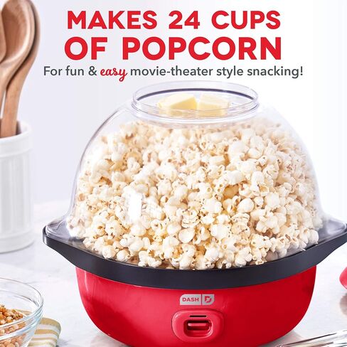 DASH SmartStore™ Stirring Popcorn Maker, 3QT Hot Oil Electric Popcorn Machine with Clear Bowl, 12 Cups - Aqua in Saudi Arabia