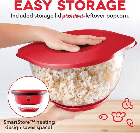 DASH SmartStore™ Stirring Popcorn Maker, 3QT Hot Oil Electric Popcorn Machine with Clear Bowl, 12 Cups - Aqua in Saudi Arabia