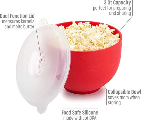 Goodful Silicone Popcorn Popper, Collapsible Hot Air Microwavable Popcorn Maker, Bowl Made without BPA, Blue in Saudi Arabia