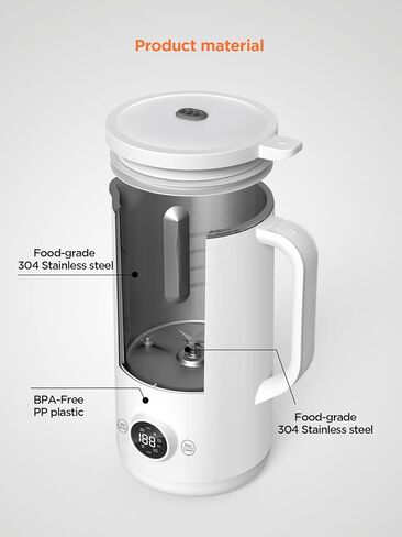 آلة صنع حليب الجوز من VEGAPUNK سعة 20 أونصة - ماكينة صنع حليب الصويا/الشوفان/جوز الهند/فول الصويا الذكية الأوتوماتيكية الباردة والساخنة مع حقيبة فلتر - ماكينة صنع حليب البقر اللوز النباتي للنباتيين in Kuwait