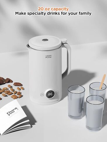 آلة صنع حليب الجوز من VEGAPUNK سعة 20 أونصة - ماكينة صنع حليب الصويا/الشوفان/جوز الهند/فول الصويا الذكية الأوتوماتيكية الباردة والساخنة مع حقيبة فلتر - ماكينة صنع حليب البقر اللوز النباتي للنباتيين in Kuwait