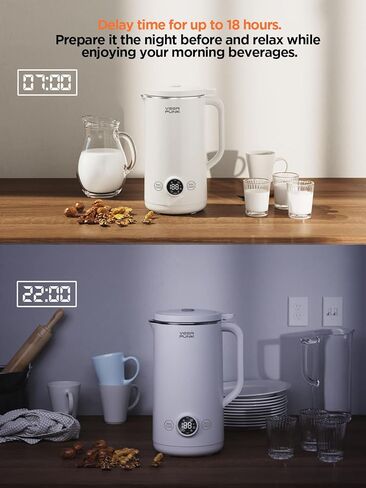 آلة صنع حليب الجوز من VEGAPUNK سعة 20 أونصة - ماكينة صنع حليب الصويا/الشوفان/جوز الهند/فول الصويا الذكية الأوتوماتيكية الباردة والساخنة مع حقيبة فلتر - ماكينة صنع حليب البقر اللوز النباتي للنباتيين in Kuwait