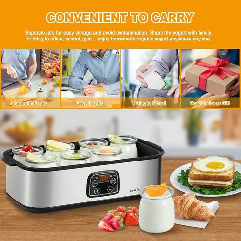 لينتورين ماكينة صنع الزبادي الرقمية الاوتوماتيكية مع تحكم في درجة الحرارة والوقت قابلة للتعديل، ماكينة صنع الجبن من الستانلس ستيل مع شاشة LCD in Kuwait