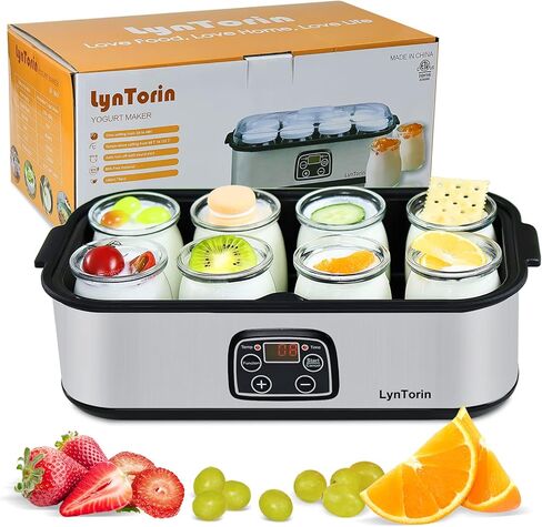 لينتورين ماكينة صنع الزبادي الرقمية الاوتوماتيكية مع تحكم في درجة الحرارة والوقت قابلة للتعديل، ماكينة صنع الجبن من الستانلس ستيل مع شاشة LCD in Kuwait