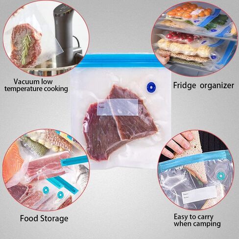 Sous Vide Bags 15pack Large Size 10.2x13.4in/ 26x34cm Food Storage Bags, Reusable Vacuum Zipper for Sous Vide Cooking, 4 Sealing Clips for Food Storage and Sous Vide Cooking. in Saudi Arabia