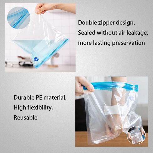 Sous Vide Bags 15pack Large Size 10.2x13.4in/ 26x34cm Food Storage Bags, Reusable Vacuum Zipper for Sous Vide Cooking, 4 Sealing Clips for Food Storage and Sous Vide Cooking. in Saudi Arabia