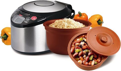 VitaClay Smart Organic Clay Pot Multi Cooker - Toxin Free Clay Rice Cooker, Delay Start Slow Cooker, Stew Cooker, Electric Soup Pot, Yogurt Maker, with Natural Earthen Clay Crock, 8 Cup / 4.2-Quart in Saudi Arabia