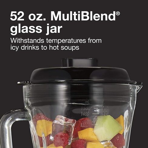 Proctor Silex PowerHouse 950 Watts Blender with 12 Functions for Puree, Ice Crush, Shakes and Smoothies, 52 oz. BPA Free MultiBlend Glass Jar, Black & Silver (53560) in Saudi Arabia