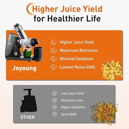 JOYOUNG Juicer Machines Ceramic Auger Juicer Masticating Juicer Higher Juice Yield, Slow Press Juicer 3 inches Large Feed Chute juicer masticating Easy to Clean in Kuwait
