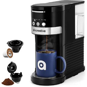 Sincreative Single Serve Coffee Maker, 2 in 1 Single Cup Coffee Makers for K Cup pod or Ground Coffee, Compact Coffee Machine with Strong Brew Button, 6 to 14oz Brew Sizes, Gifts for Mom Dad Women Men in Kuwait