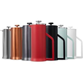 French Press Coffee Maker - Stainless Steel Double Wall Vacuum Insulated - Large Thermal Brewer 34 oz 1000 ml Mirage Blue