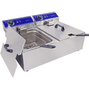 TAIMIKO التجارية الفولاذ المقاوم للصدأ المقلاة العميقة الكهربائية سلة الخزان المزدوج معدات المطاعم 2500 واط × 2 10 لتر × 2 in Kuwait