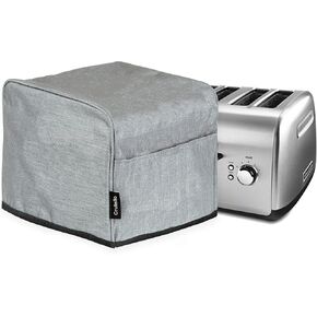 Crutello 4 Slice Toaster Cover with Storage Pockets, Toaster Cover 4 Slice Long Slot - Small Appliance Dust Covers, Toaster Cover
