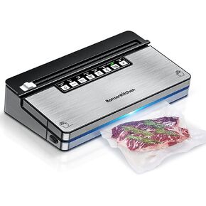 آلة تفريغ الهواء من Bonsenkitchen، ماكينة غلق الطعام بالتفريغ بقوة 70 كيلو باسكال مع نظام غلق بالتفريغ 8 في 1، 6 أوضاع لتفريغ الطعام، قطاعة مدمجة وتخزين الحقائب، تصميم مدمج مع مجموعة أدوات للمبتدئين (فضي) in Kuwait