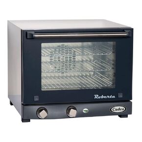 Cadco OV-003 Compact Quarter Size Convection Oven with Manual Controls, 120-Volt/1450-Watt, Stainless/Black in Kuwait
