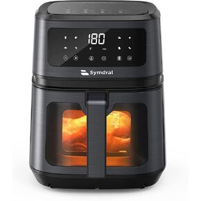 مقلاة هوائية، مقلاة هوائية مدمجة 8 في 1 سعة 5.3 لتر مع نافذة طهي مرئية، فرن مقلاة هوائية بشاشة LCD تعمل باللمس لوجبات سريعة وسهلة، حماية من الحرارة الزائدة، آمنة للاستخدام في غسالة الأطباق وسلة غير لاصقة، أسود in Kuwait