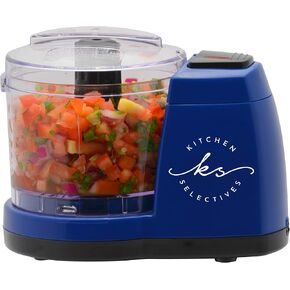 Mini Chopper by Select Brands - Mini Electric Food Chopper for Kitchen Appliances - Features Dishwasher-Safe Parts - Chops, Minces & Dices - 1 1/2 Cups, Cobalt Blue
