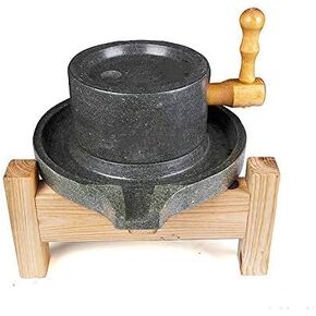 Handmade bluestone mill,Hand-milled Grain,Handmade mill,Bean barley Stone Mill,handmade household old hand mill for grain, bean and barley (7.87inx11.8in), with wooden frame