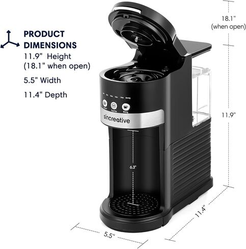 ماكينة صنع القهوة سينكريتيف ذات الخدمة الواحدة، ماكينة صنع القهوة 2 في 1 لكوب واحد أو القهوة المطحونة، ماكينة قهوة مدمجة مع زر مشروب قوي، أحجام مشروبات 6 إلى 14 أونصة، هدايا للأم والأب والنساء والرجال in Kuwait