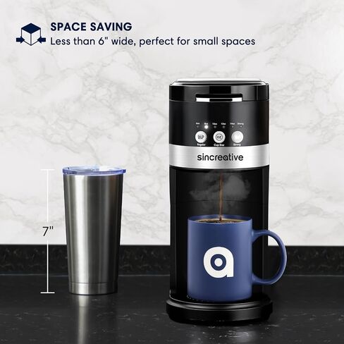 ماكينة صنع القهوة سينكريتيف ذات الخدمة الواحدة، ماكينة صنع القهوة 2 في 1 لكوب واحد أو القهوة المطحونة، ماكينة قهوة مدمجة مع زر مشروب قوي، أحجام مشروبات 6 إلى 14 أونصة، هدايا للأم والأب والنساء والرجال in Kuwait