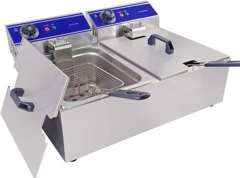 TAIMIKO التجارية الفولاذ المقاوم للصدأ المقلاة العميقة الكهربائية سلة الخزان المزدوج معدات المطاعم 2500 واط × 2 10 لتر × 2 in Kuwait