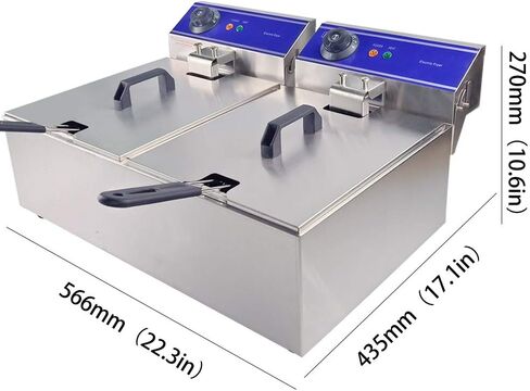 TAIMIKO التجارية الفولاذ المقاوم للصدأ المقلاة العميقة الكهربائية سلة الخزان المزدوج معدات المطاعم 2500 واط × 2 10 لتر × 2 in Kuwait