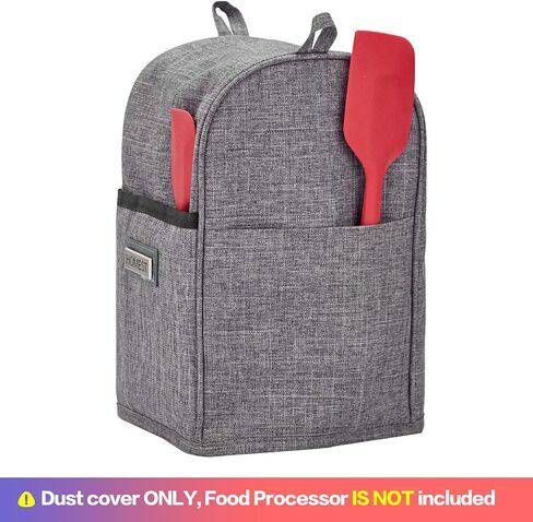 غطاء غبار لمحضر الطعام من هوميست مع جيوب ملحقة متوافق مع كوب Cuisinart Mini 3-4، رمادي (غطاء الغبار فقط، لا يشمل الآلة) in Kuwait