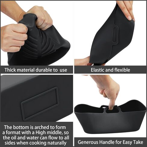 بطانات سيليكون مستطيلة من أجل 8-10QT بطانات سلة مقلاة الهواء المزدوجة القابلة لإعادة الاستخدام من السيليكون ملحقات مقلاة الهواء (أسود) in Kuwait
